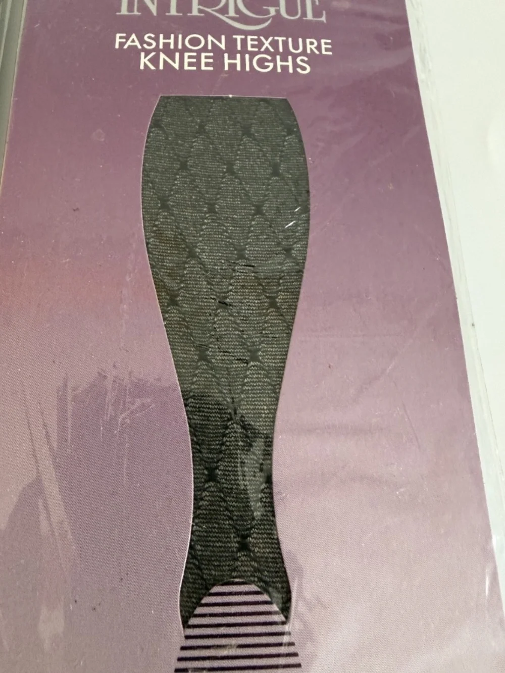 Lot of 4 Sheer Intrigue Fashion Texture Knee Highs Black Sheer Fishnet Patten